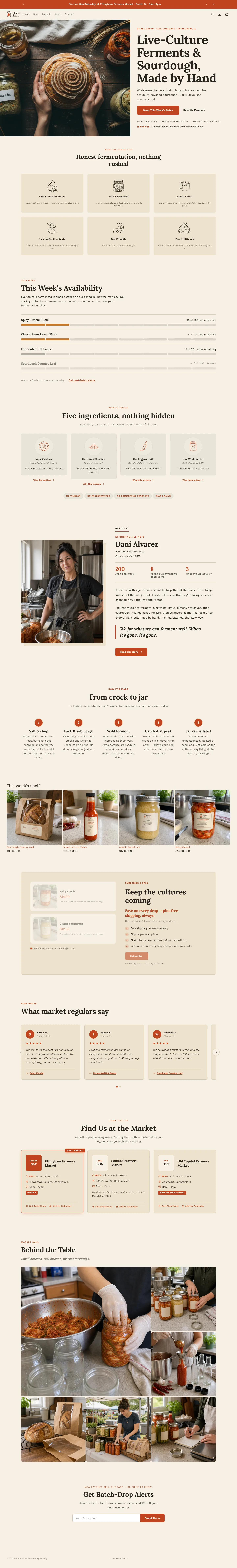 Cultured Fire Shopify demo homepage